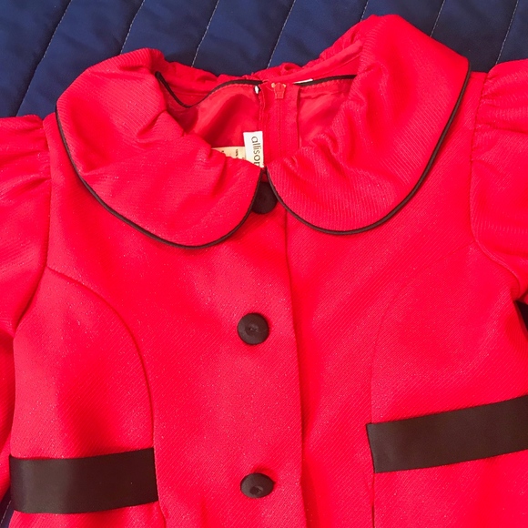 Elegant, Red 2-Piece Classic Girls Dress - Picture 3 of 7